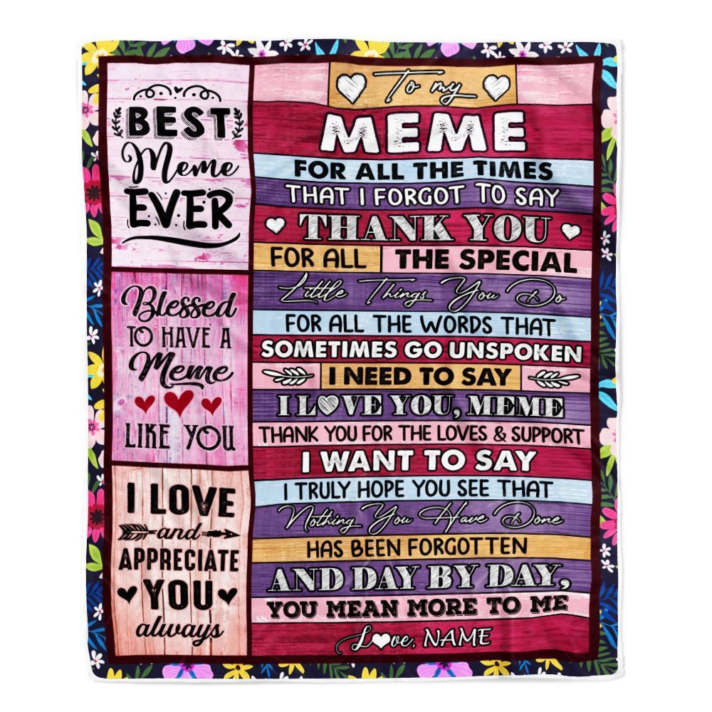 Personalized Meme Blanket From Granddaughter Grandson Thank You For The Love, Mother's Day Blanket, Mothers Day Birthday Gifts For Mom