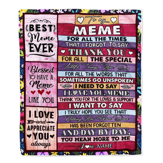 Personalized Meme Blanket From Granddaughter Grandson Thank You For The Love, Mother's Day Blanket, Mothers Day Birthday Gifts For Mom