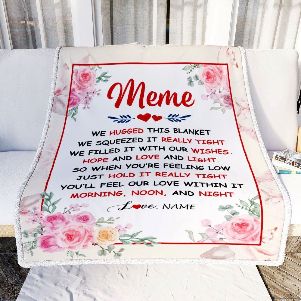 Personalized Meme Blanket From Grandkids Granddaughter Grandson We Hugged This Blanket Floral, Mother's Day Blanket, Mothers Day Birthday Gift For Mom