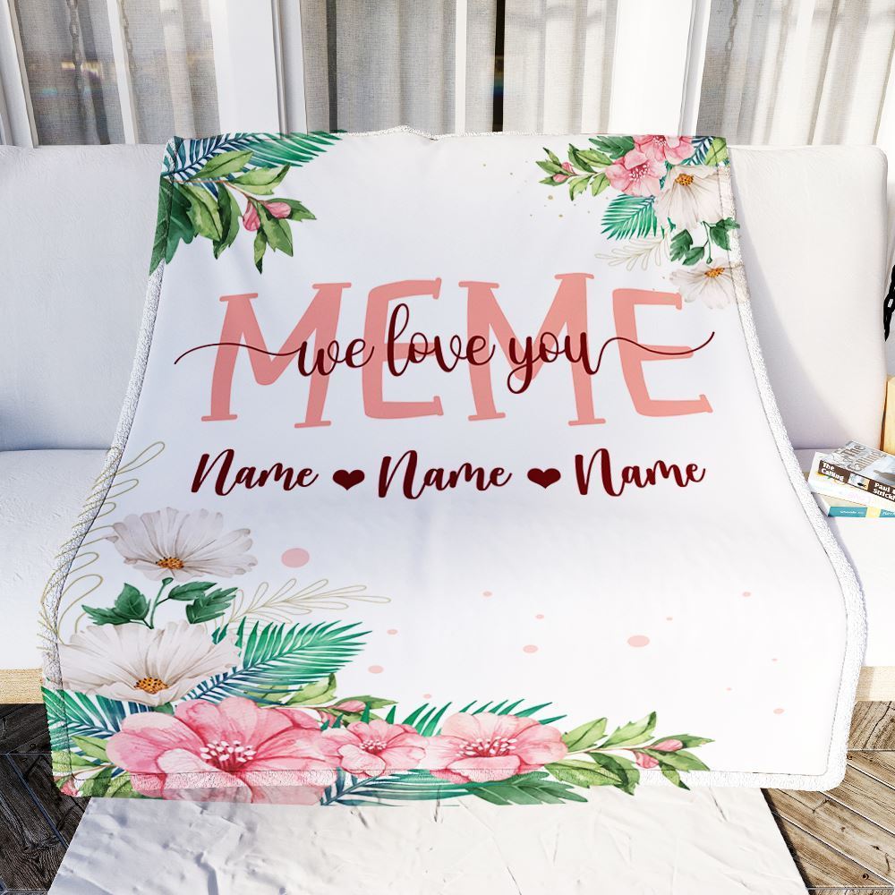 Personalized Meme Blanket From Grandkids Granddaughter Grandson We Love You Floral, Mother's Day Blanket, Mothers Day Birthday Gifts For Mom