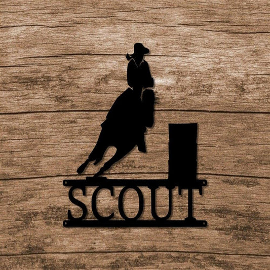 Personalized Metal Barrel Racing Horse Stall Sign, Stall Plaque Metal Stall Name Plate