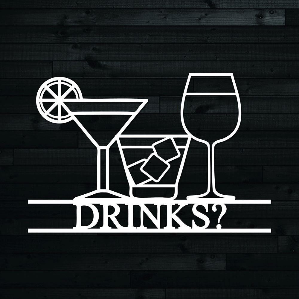 Personalized Metal Laser Cut Cocktail Sign, Cocktail Bar Sign, Drinks Sign, Bar Sign Metal Art