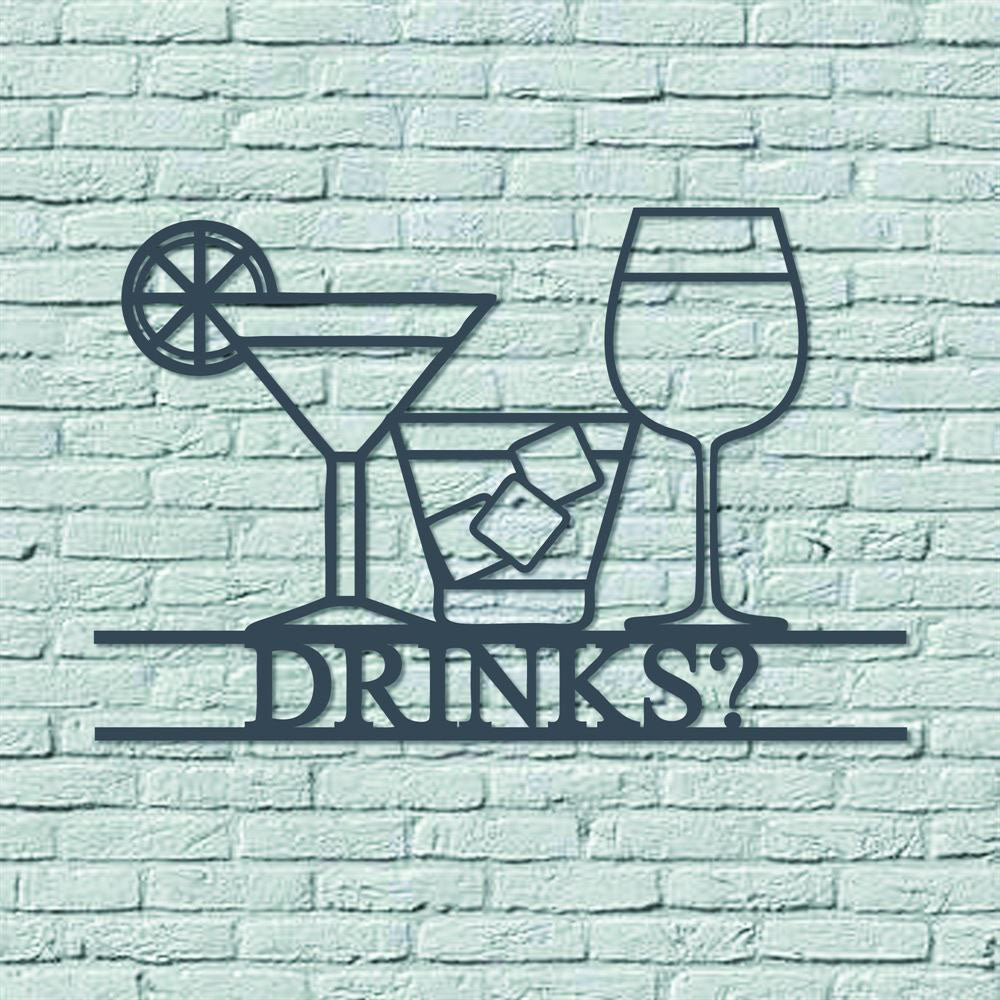 Personalized Metal Laser Cut Cocktail Sign, Cocktail Bar Sign, Drinks Sign, Bar Sign Metal Art