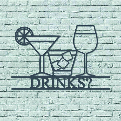 Personalized Metal Laser Cut Cocktail Sign, Cocktail Bar Sign, Drinks Sign, Bar Sign Metal Art