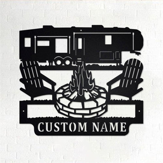 Personalized Metal Monogram Sign, 5th Wheel Camper Metal Wall Art, Camper Name Sign, Camping Metal Home Decor