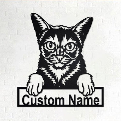 Personalized Metal Monogram Sign, Abyssinian Cat Metal Wall Art, Abyssinian Cat Name Sign, Abyssinian Cat Home Decor
