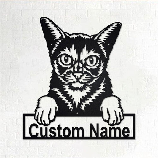 Personalized Metal Monogram Sign, Abyssinian Cat Metal Wall Art, Abyssinian Cat Name Sign, Abyssinian Cat Home Decor