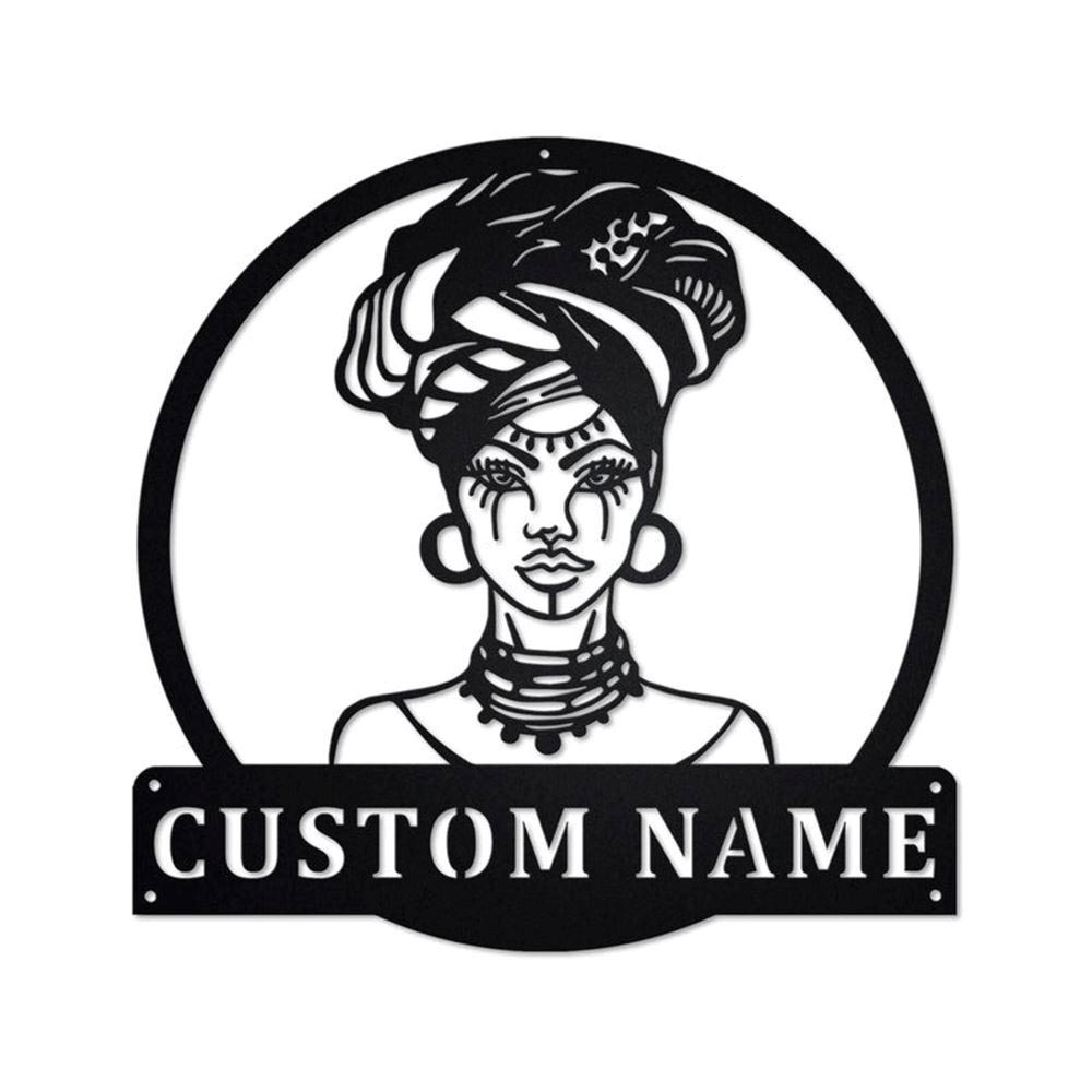Personalized Metal Monogram Sign, African Woman Metal Sign, African Woman Metal Wall Art, African Woman Metal Sign, African Woman Gift