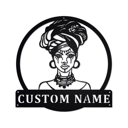 Personalized Metal Monogram Sign, African Woman Metal Sign, African Woman Metal Wall Art, African Woman Metal Sign, African Woman Gift