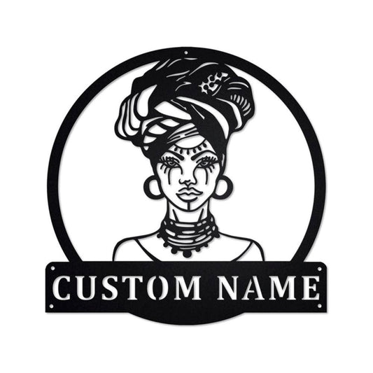 Personalized Metal Monogram Sign, African Woman Metal Sign, African Woman Metal Wall Art, African Woman Metal Sign, African Woman Gift