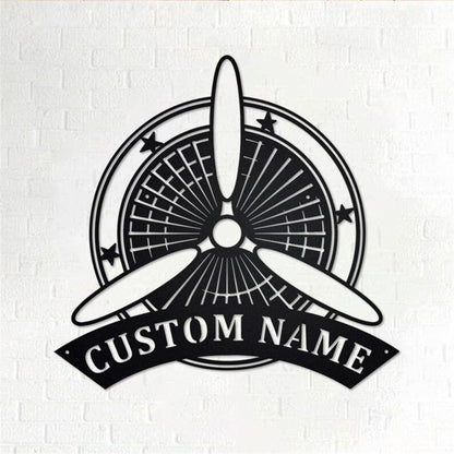 Personalized Metal Monogram Sign, Airplane Club Metal Wall Art, Pilot Name Sign, Airplane Club Metal Home Decor