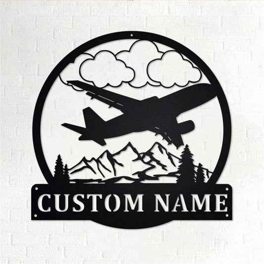 Personalized Metal Monogram Sign, Airplane Metal Wall Art, Airplane Name Sign, Airplane Metal
