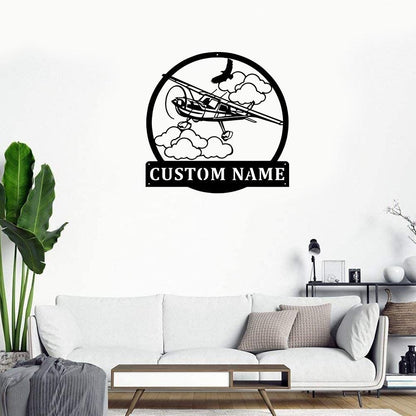 Personalized Metal Monogram Sign, Airplane Metal Wall Art, Pilot Name Sign, Airplane Home Decor