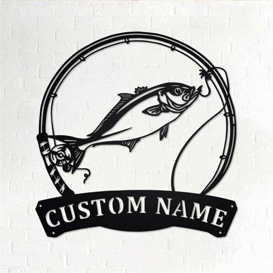 Personalized Metal Monogram Sign, Amberjack Fish Metal Wall Art, Amberjack Fish Name Sign, Amberjack Fish Metal