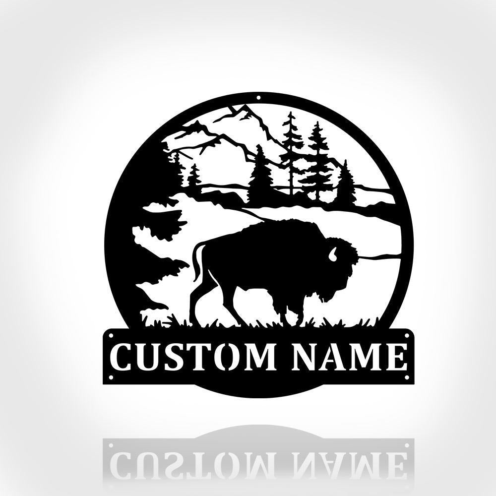 Personalized Metal Monogram Sign, American Bison Metal Wall Art, Bison Name Sign, American Bison Home Decor