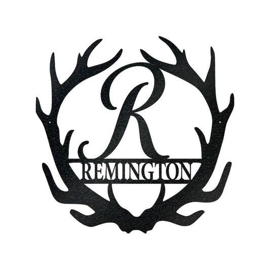 Personalized Metal Monogram Sign, Antler Monogram Letter Sign, Home Decor, Hunter Gift Elk, Deer Camp Sign, Christmas Gift For Him