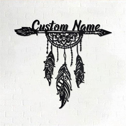 Personalized Metal Monogram Sign, Arrow Feathers Metal Sign, Arrow Feathers Metal Wall Art, Arrow Feathers Metal Wall Decor,