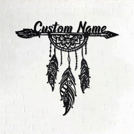 Personalized Metal Monogram Sign, Arrow Feathers Metal Sign, Arrow Feathers Metal Wall Art, Arrow Feathers Metal Wall Decor,