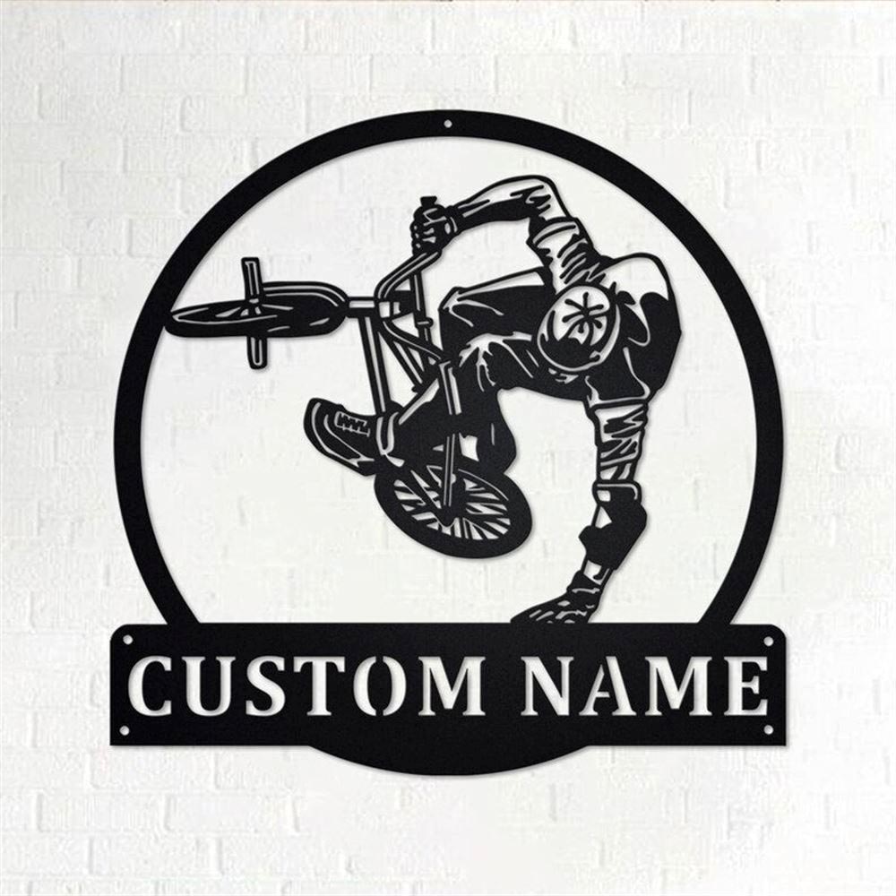 Personalized Metal Monogram Sign, BMX Biker Metal Wall Art, BMX Biker Name Sign, BMX Biker Metal Home Decor