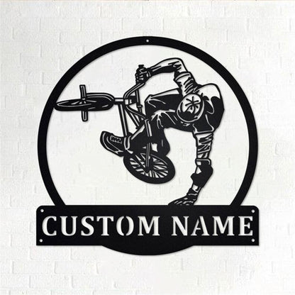 Personalized Metal Monogram Sign, BMX Biker Metal Wall Art, BMX Biker Name Sign, BMX Biker Metal Home Decor