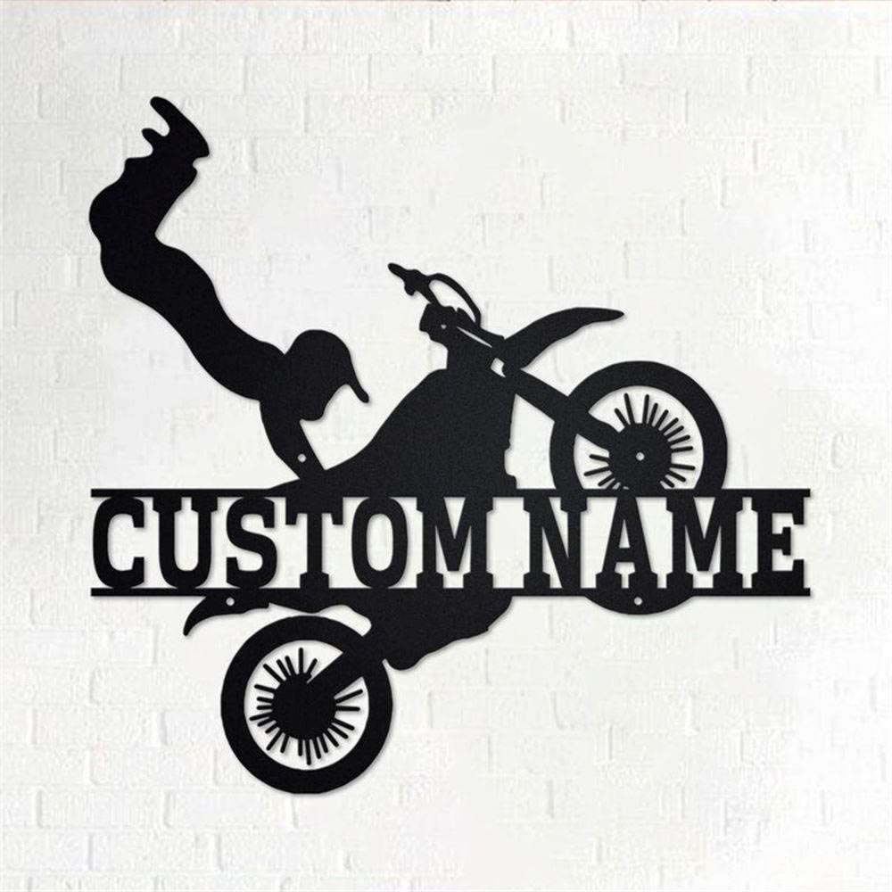 Personalized Metal Monogram Sign, Biker Metal Wall Art, Dirt Bike Name Sign, Motorcycle Home Decor