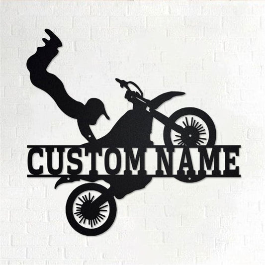 Personalized Metal Monogram Sign, Biker Metal Wall Art, Dirt Bike Name Sign, Motorcycle Home Decor