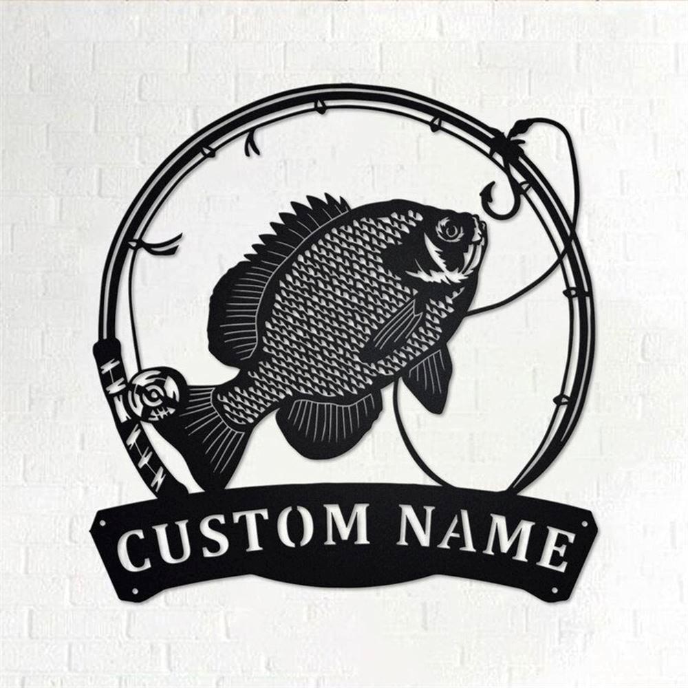 Personalized Metal Monogram Sign, Bluegill Fish Metal Sign, Fishing Metal Wall Art, Fishing Metal Wall Decor, Fishing Lover
