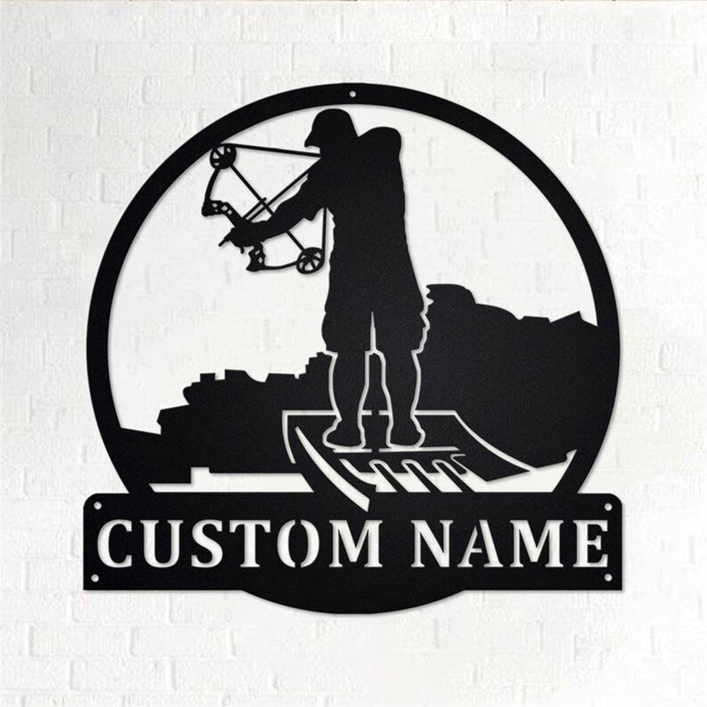 Personalized Metal Monogram Sign, Bowfishing Metal Wall Art, Bowfishing Name Sign, Bowfishing Metal Home Decor