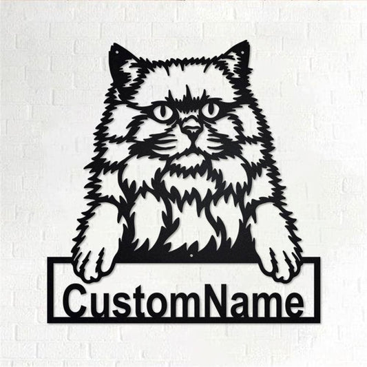 Personalized Metal Monogram Sign, British Longhair Cat Metal Wall Art, British Longhair Cat Name Sign, British Home Decor