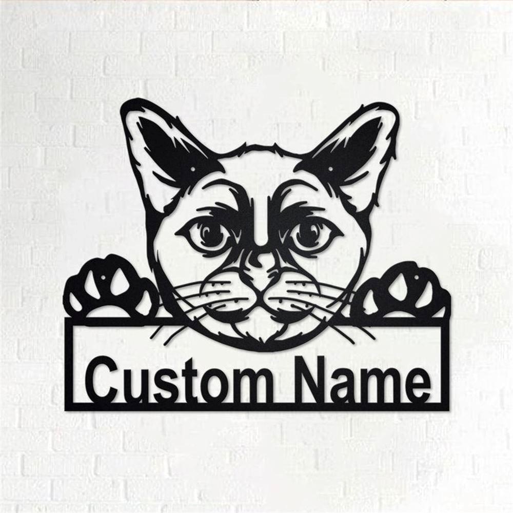 Personalized Metal Monogram Sign, Burmese Cat Metal Wall Art, Burmese Cat Name Sign, Burmese Cat Home Decor