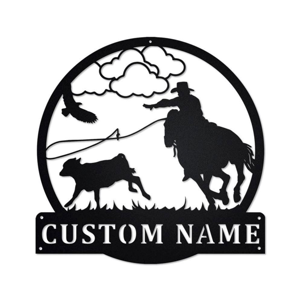 Personalized Metal Monogram Sign, Calf Roping Metal Sign, Calf Roping Metal Wall Art, Calf Roping Metal Sign, Calf Roping LoverCalf