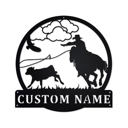 Personalized Metal Monogram Sign, Calf Roping Metal Sign, Calf Roping Metal Wall Art, Calf Roping Metal Sign, Calf Roping LoverCalf