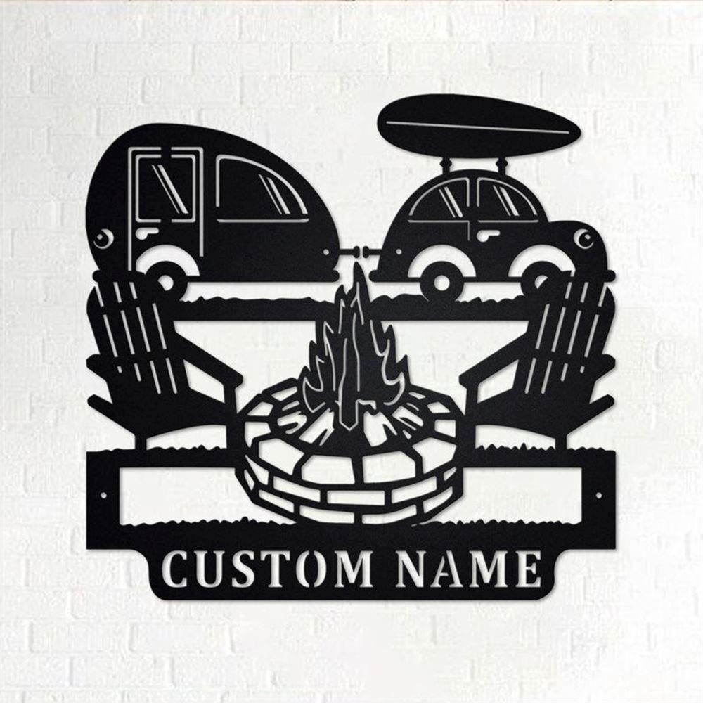 Personalized Metal Monogram Sign, Camping Car Metal Wall Art, Camper Name Sign, Camping Car Metal Home Decor