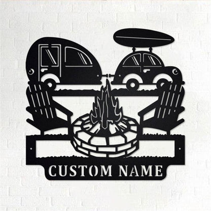 Personalized Metal Monogram Sign, Camping Car Metal Wall Art, Camper Name Sign, Camping Car Metal Home Decor