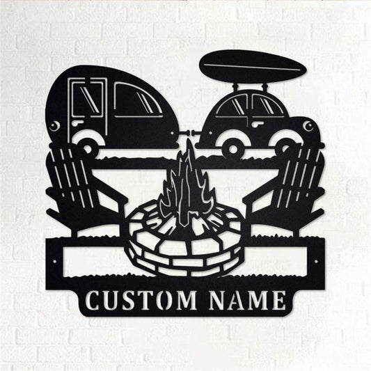 Personalized Metal Monogram Sign, Camping Car Metal Wall Art, Camper Name Sign, Camping Car Metal Home Decor
