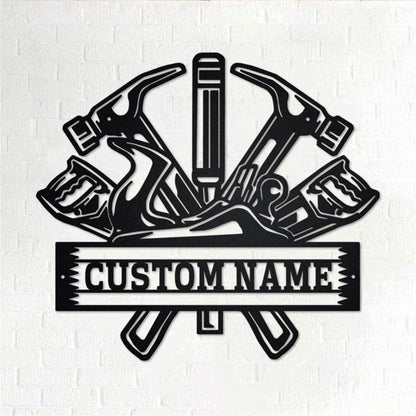 Personalized Metal Monogram Sign, Carpenter Tools Metal Wall Art, Carpenter Name Sign, Carpenter Home Decor