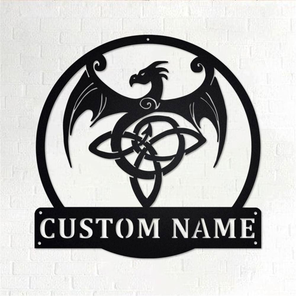 Personalized Metal Monogram Sign, Celtic Dragon Metal Wall Art, Celtic Dragon Name Sign, Celtic Dragon Home Decor