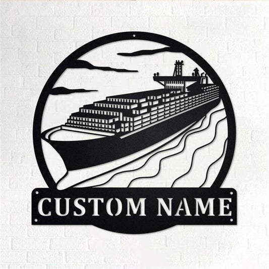 Personalized Metal Monogram Sign, Container Ship Metal Wall Art, Container Ship Name Sign, Container Ship Metal Home Decor
