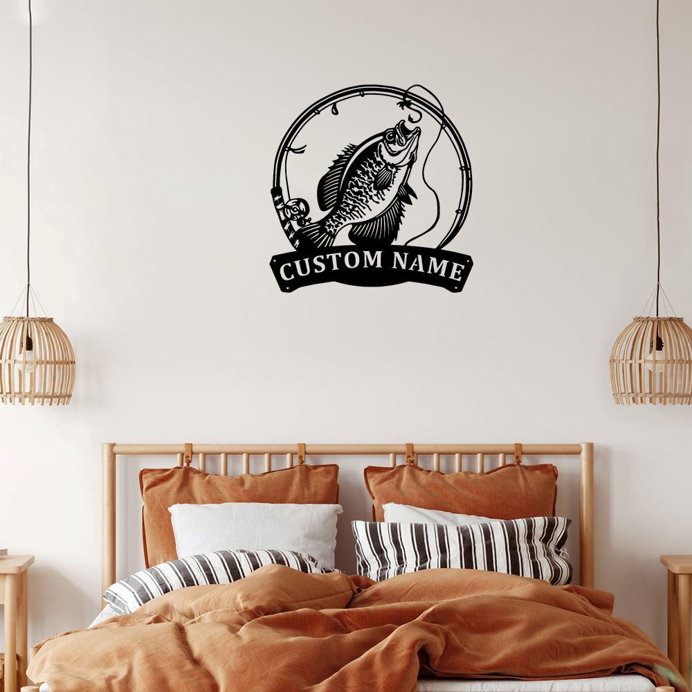 Personalized Metal Monogram Sign, Crappie Fish Metal Sign, Fishing Metal Wall Art, Fishing Metal Wall Decor, Fishing Lover, Fishing Gift