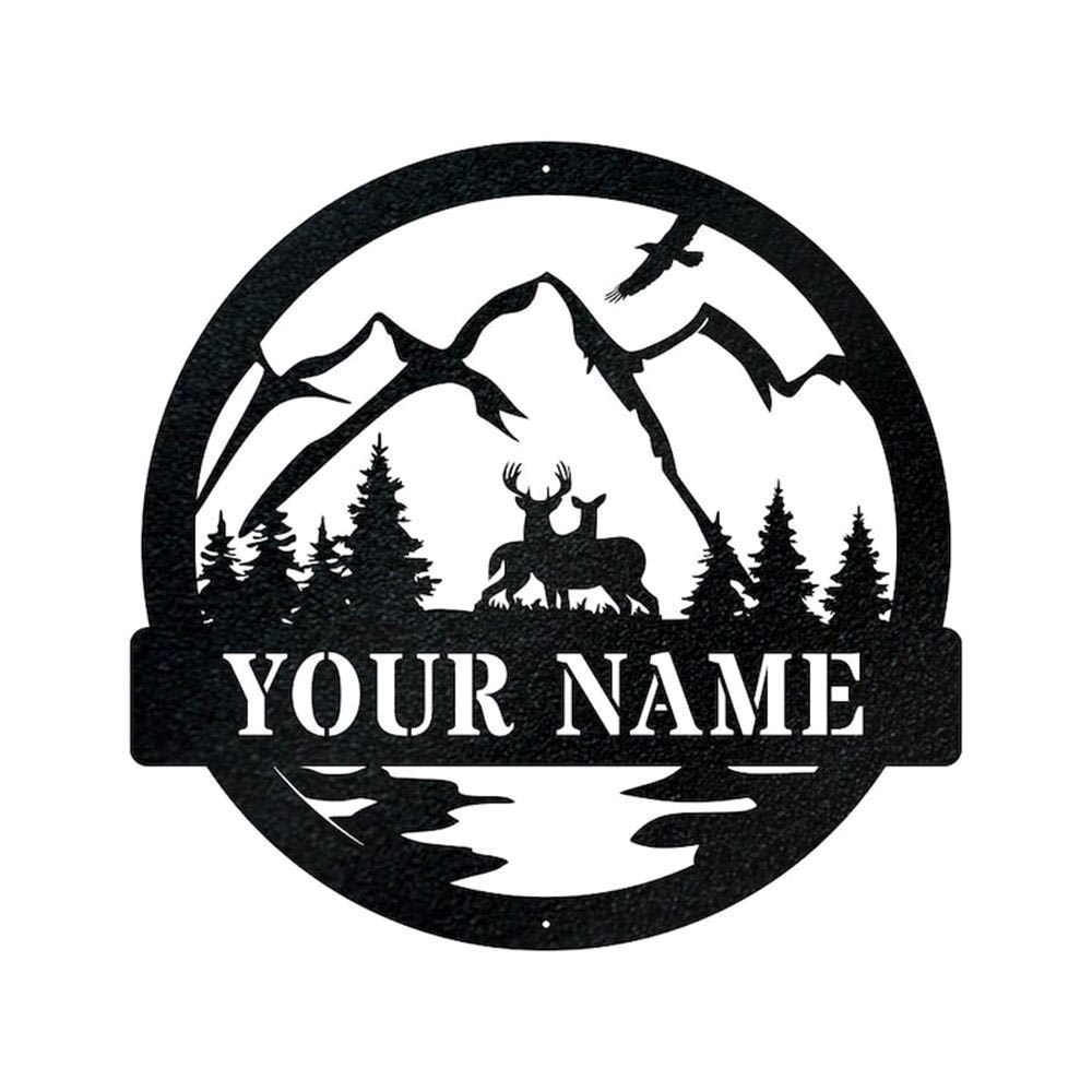 Personalized Metal Monogram Sign, Deer Sign, Deer Antler Decor, Deer Hunter Gift, Deer Camp Sign, Christmas Gift For Him, Fathers Home Decor
