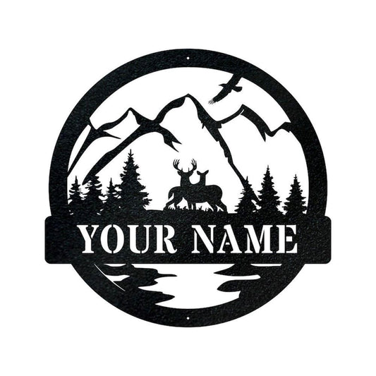 Personalized Metal Monogram Sign, Deer Sign, Deer Antler Decor, Deer Hunter Gift, Deer Camp Sign, Christmas Gift For Him, Fathers Home Decor