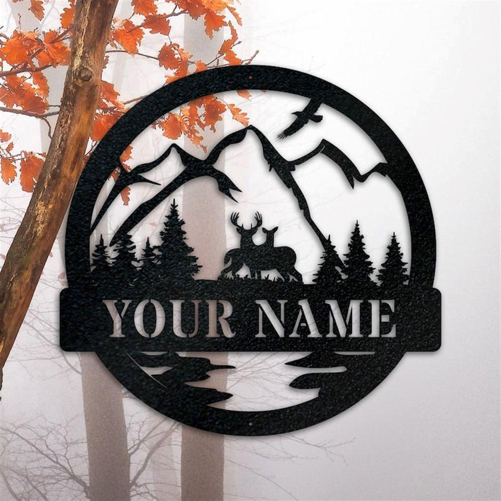 Personalized Metal Monogram Sign, Deer Sign, Deer Antler Decor, Deer Hunter Gift, Deer Camp Sign, Christmas Gift For Him, Fathers Home Decor