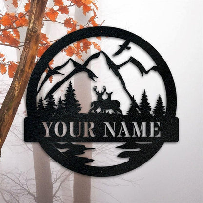 Personalized Metal Monogram Sign, Deer Sign, Deer Antler Decor, Deer Hunter Gift, Deer Camp Sign, Christmas Gift For Him, Fathers Home Decor