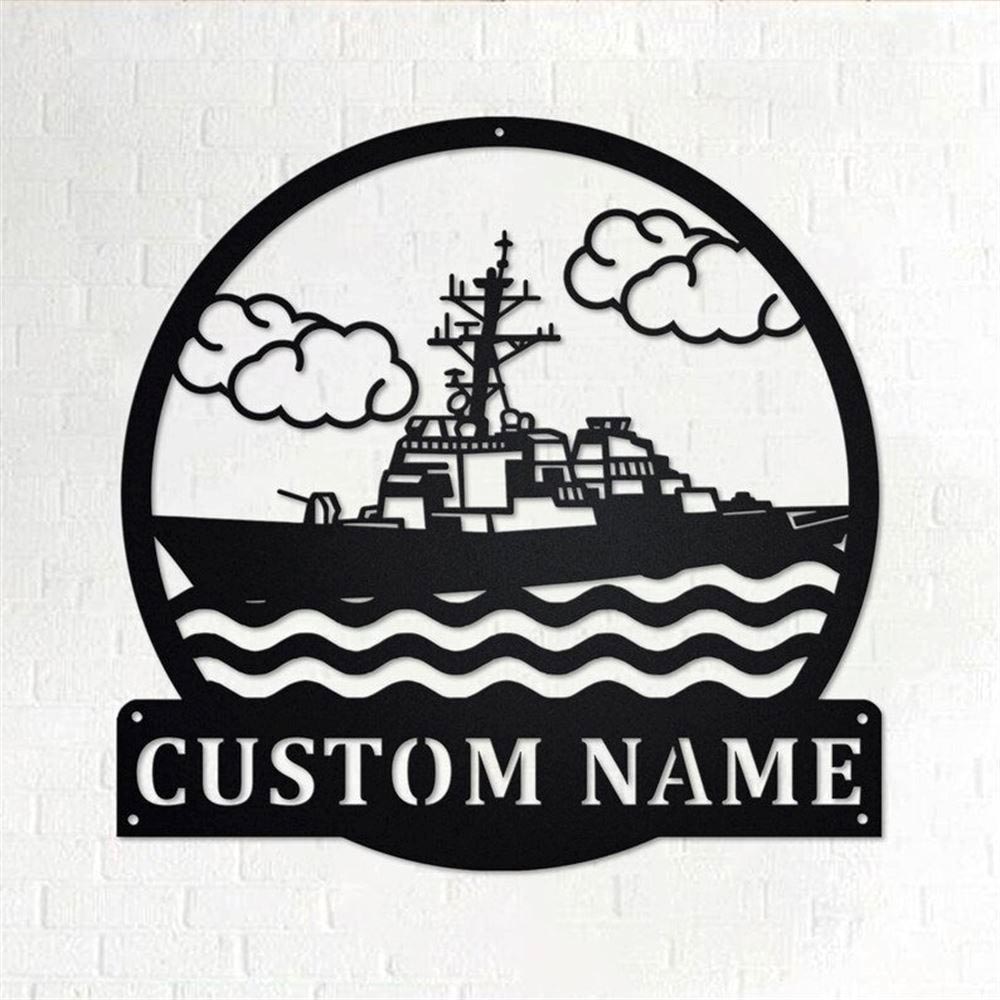 Personalized Metal Monogram Sign, Destroyer Ship Metal Wall Art, Destroyer Ship Name Sign, Destroyer Ship Metal Home Decor