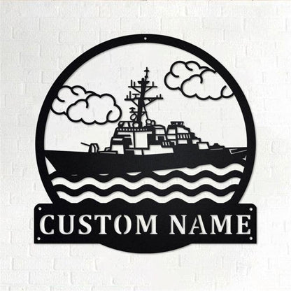 Personalized Metal Monogram Sign, Destroyer Ship Metal Wall Art, Destroyer Ship Name Sign, Destroyer Ship Metal Home Decor