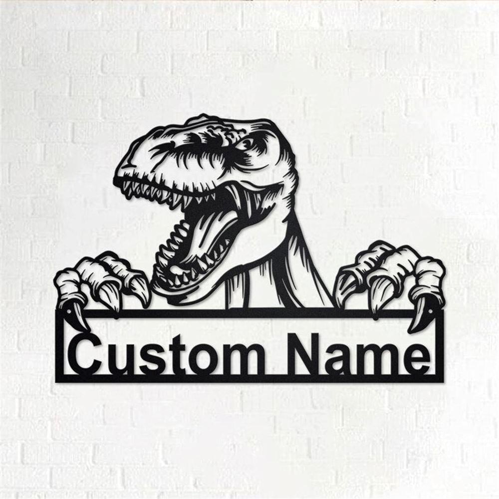 Personalized Metal Monogram Sign, Dinosaur Metal Sign, Dinosaur Metal Wall Art, Dinosaur Metal Wall Decor, Tyrannosaurus Metal Sign,
