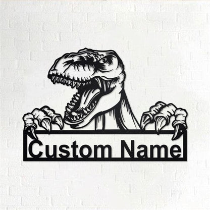 Personalized Metal Monogram Sign, Dinosaur Metal Sign, Dinosaur Metal Wall Art, Dinosaur Metal Wall Decor, Tyrannosaurus Metal Sign,
