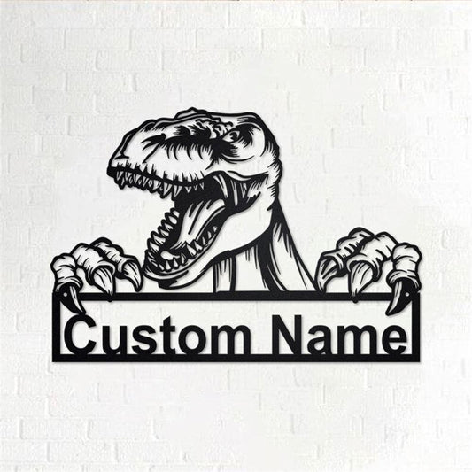 Personalized Metal Monogram Sign, Dinosaur Metal Sign, Dinosaur Metal Wall Art, Dinosaur Metal Wall Decor, Tyrannosaurus Metal Sign,
