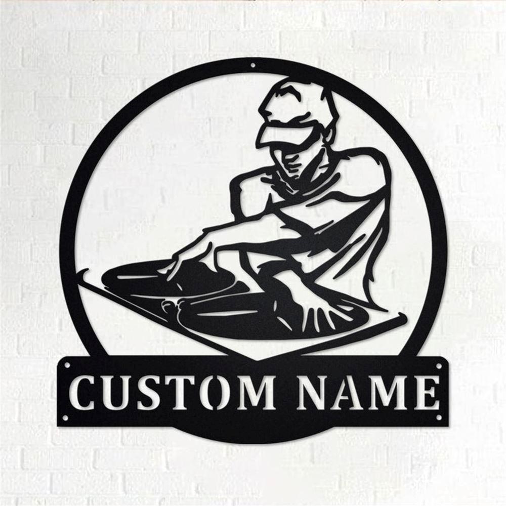 Personalized Metal Monogram Sign, Disc Jockey Metal Wall Art, Disc Jockey Name Sign, Disc Jockey Home Decor