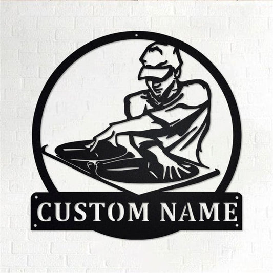 Personalized Metal Monogram Sign, Disc Jockey Metal Wall Art, Disc Jockey Name Sign, Disc Jockey Home Decor